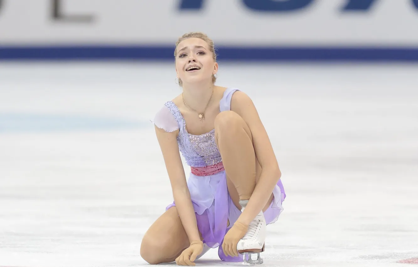 Photo wallpaper ice, figure skating, ice, Russia, sitting, Russia, skater, Elena Radionova