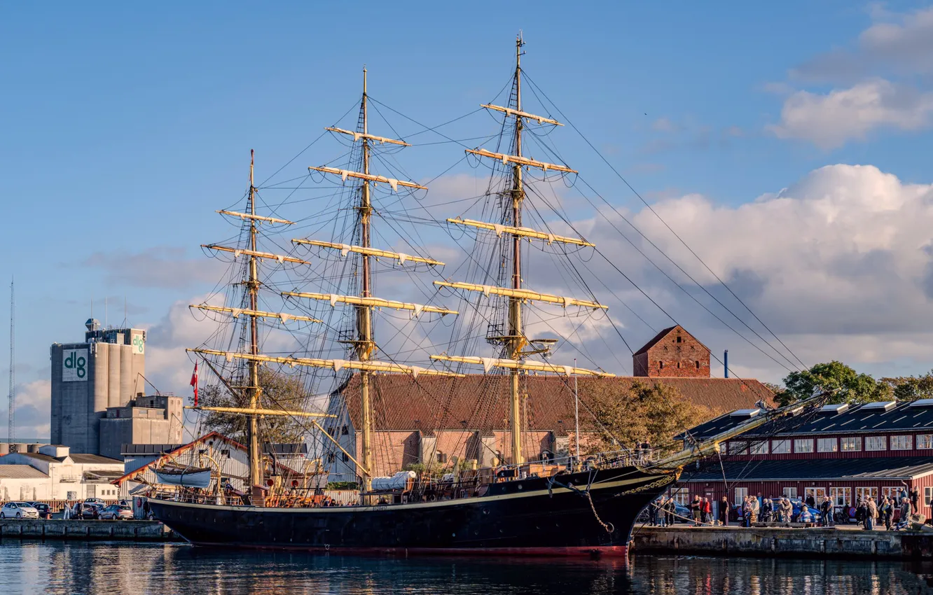 Photo wallpaper ship, Denmark, sailing, training, Georg Stage