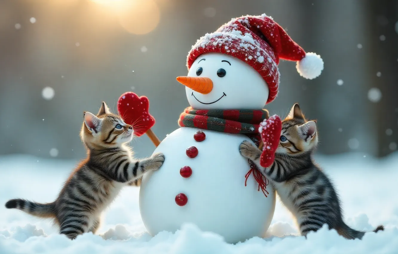 Photo wallpaper winter, light, snow, pose, glade, the game, new year, Christmas