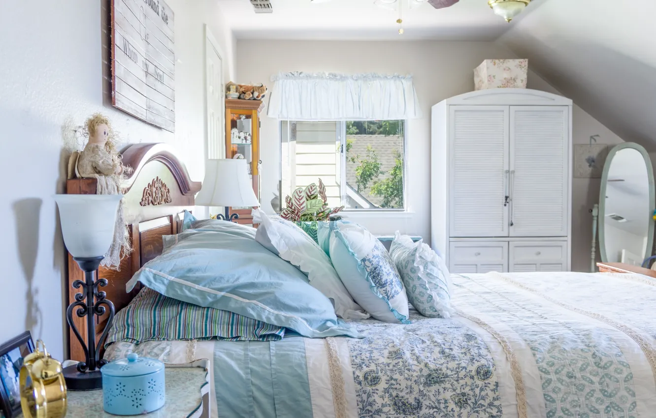 Photo wallpaper bed, pillow, bedroom, decor