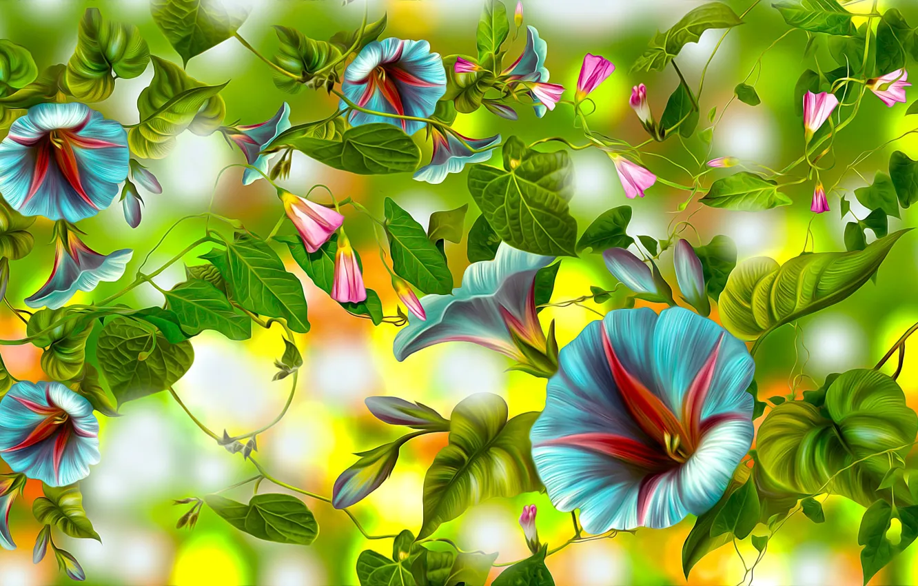 Photo wallpaper Graphics, Flowers, Powoj