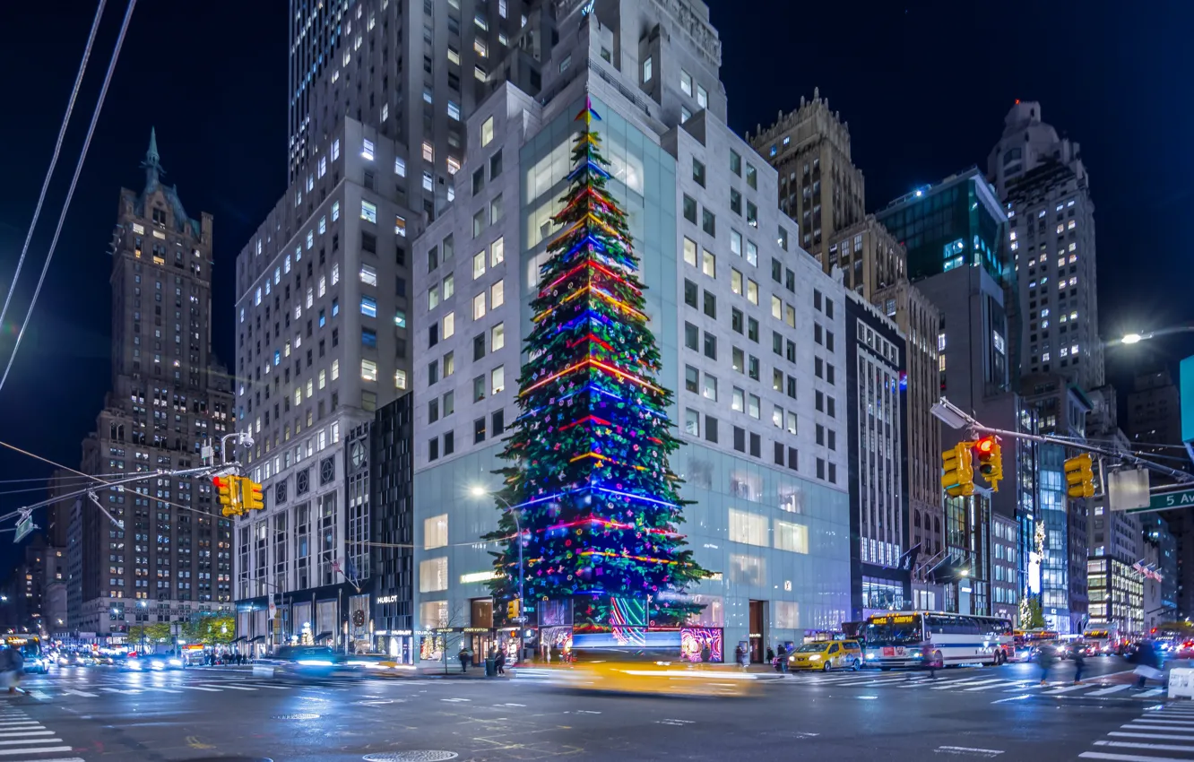 Photo wallpaper street, building, tree, New York, New York City, Louis Vuitton