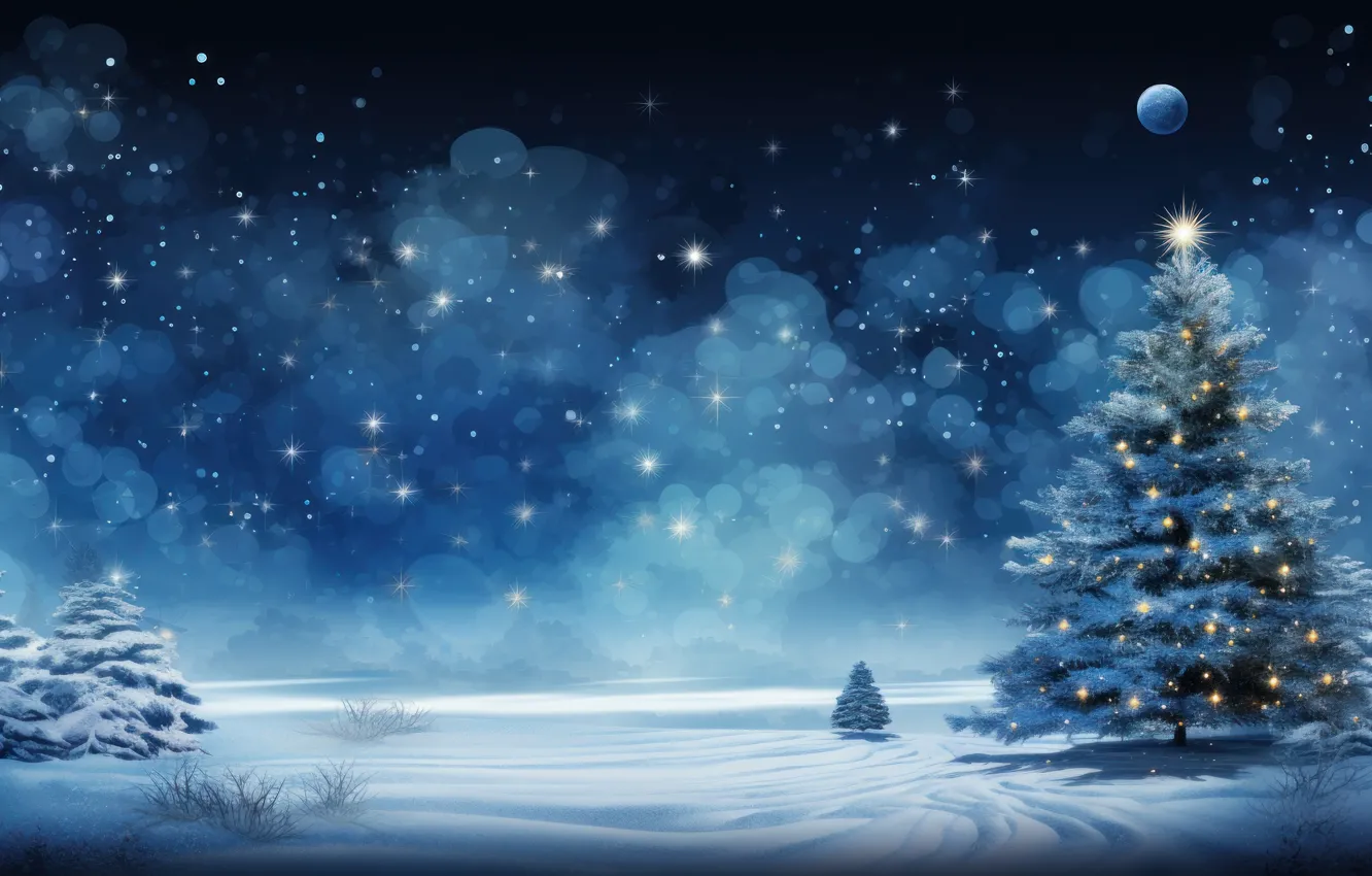 Photo wallpaper winter, snow, nature, new year, texture, Christmas, house, AI art