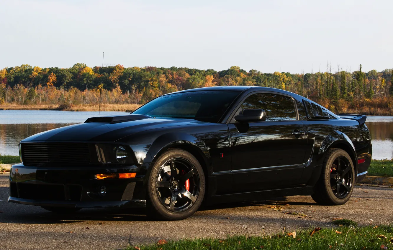 Photo wallpaper forest, lake, river, Mustang, Ford, Mustang, Ford, 2009