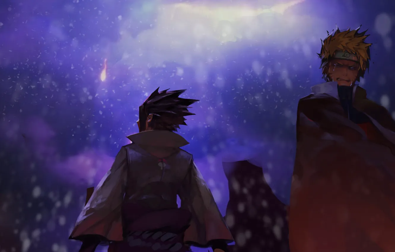 Photo wallpaper night, each, Naruto, art, Uzumaki Naruto, naked sasuke