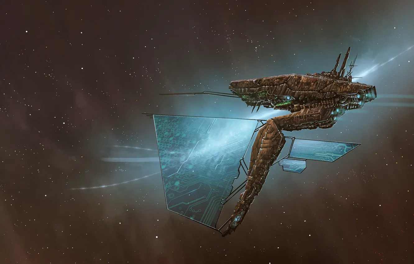 Photo wallpaper space, stars, fiction, ship, space, fantasy, science fiction, art