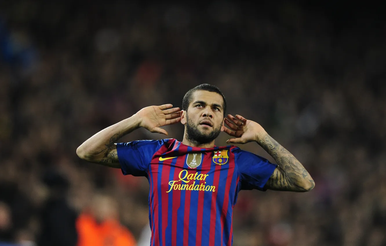 Photo wallpaper joy, football, Barcelona, Dani Alves