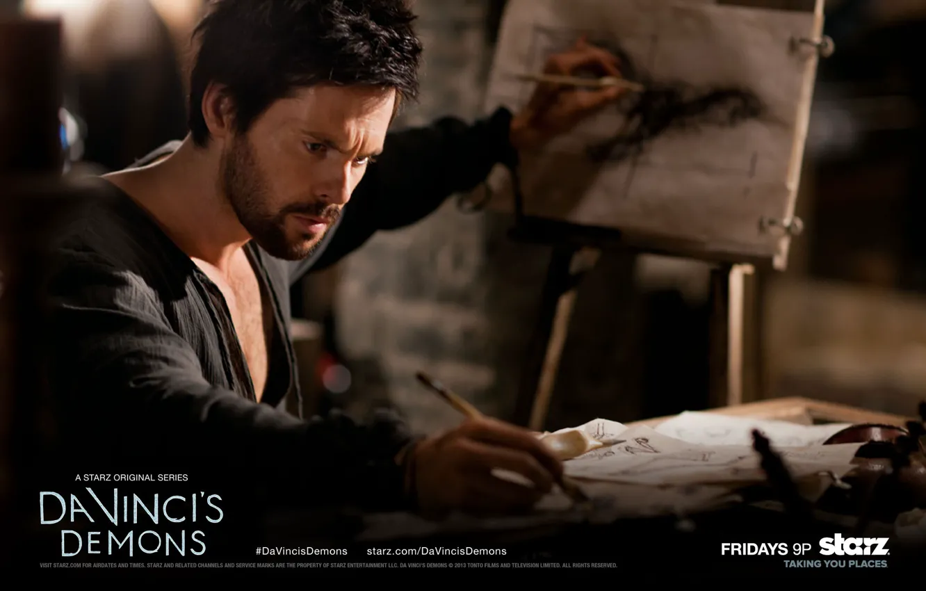 Photo wallpaper the series, draws, serial, starz, Da Vinci's Demons, Tom Riley, Da Vinci's Demons, Tom Riley