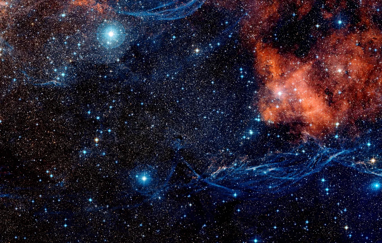 Photo wallpaper Stars, Nebula, Pencil Nebula, NGC 2736, Digitized Sky Survey 2, Field of view, Filaments of …