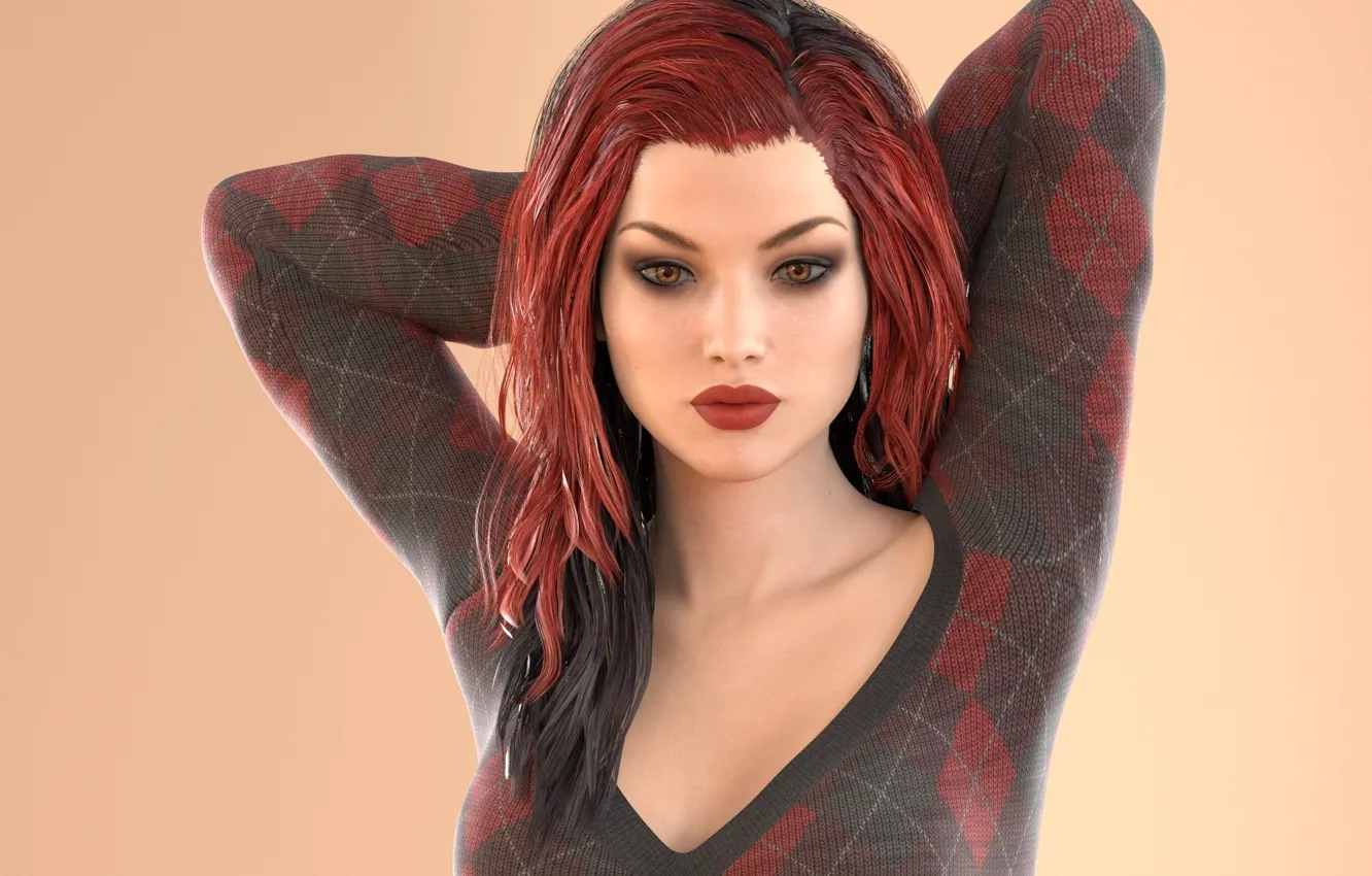 Photo wallpaper look, girl, face, background, makeup, jacket