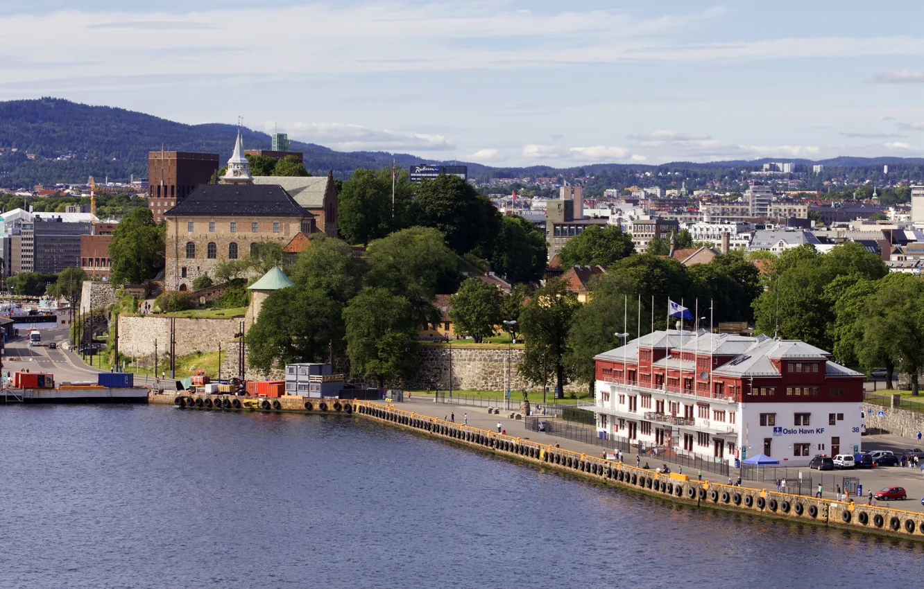 Photo wallpaper building, pier, Norway, Norway, Oslo, Oslo