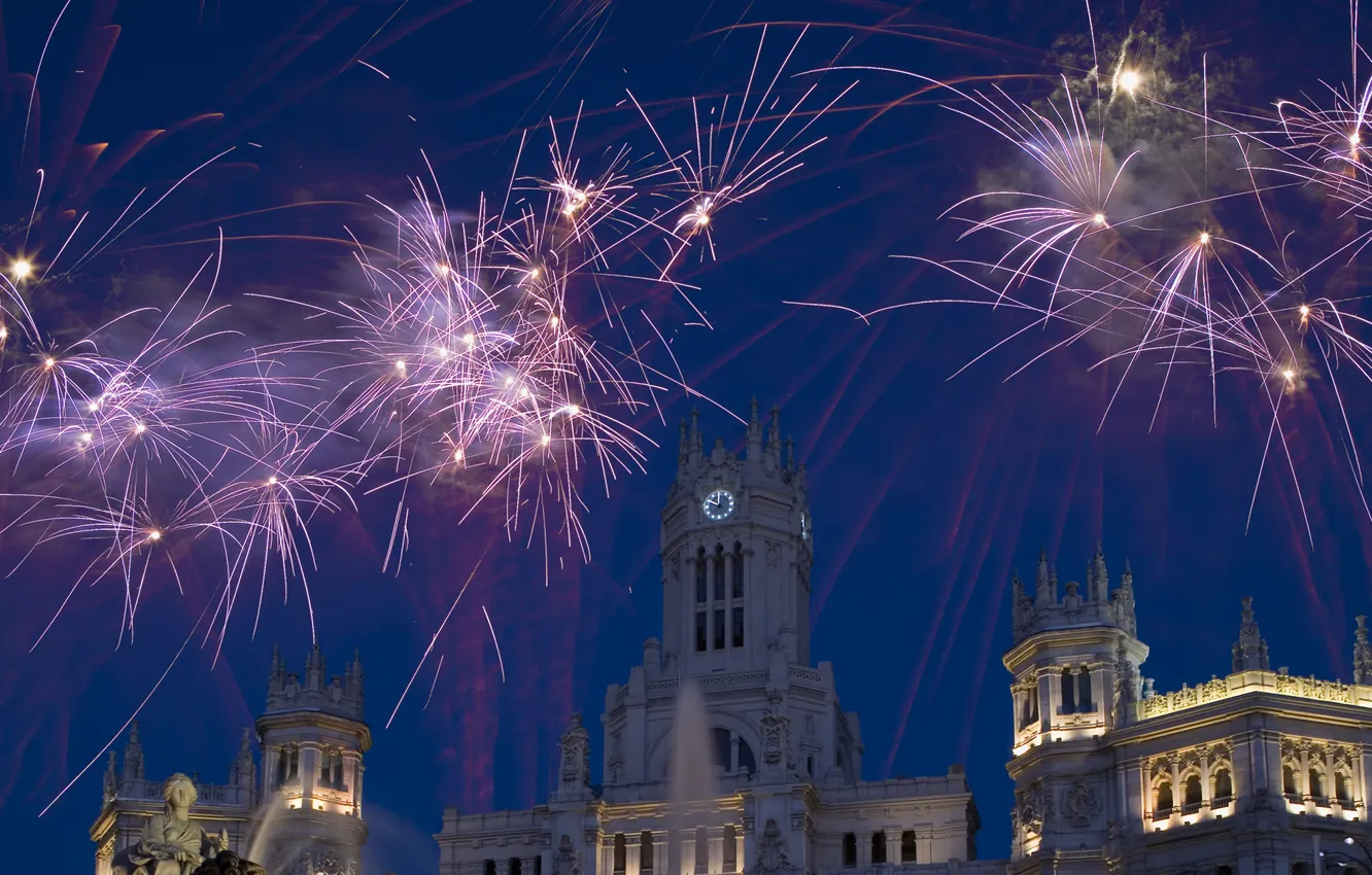 Photo wallpaper salute, fireworks, Spain, Madrid