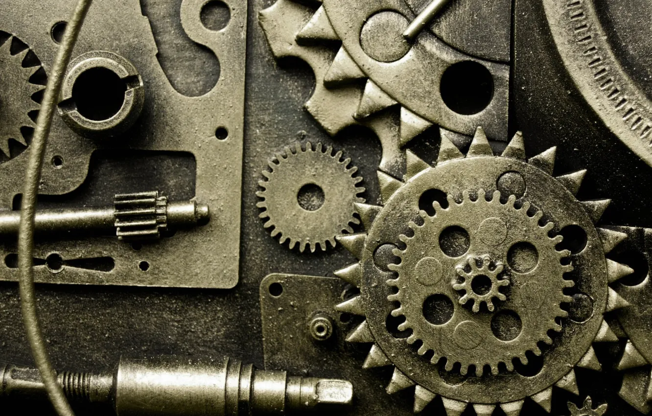 Photo wallpaper mechanism, gear, a piece of iron
