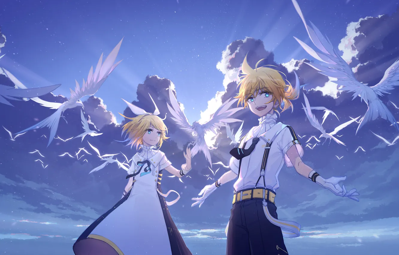 Photo wallpaper boy, girl, Vocaloid, Rin, Len