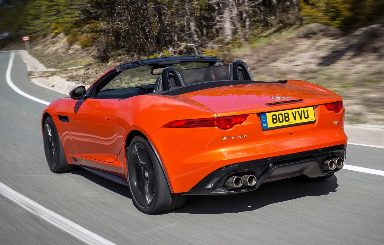 Photo wallpaper auto, speed, Jaguar, convertible, back, F-Type, V8 S