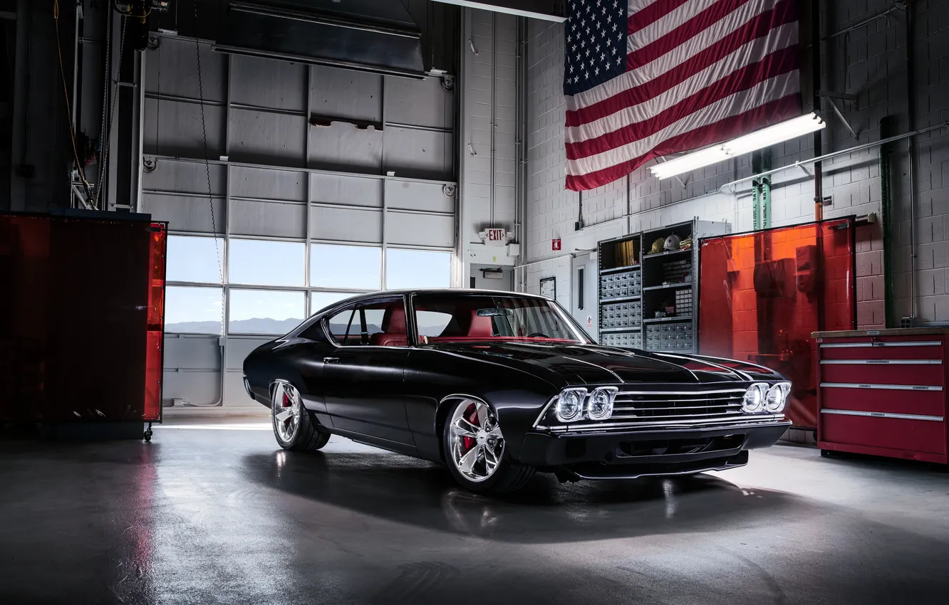 Photo wallpaper Concept, Black, Chevrolet, Retro, 1969, Car, Chevelle Slammer