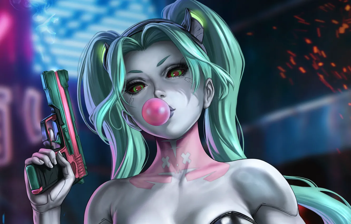 Photo wallpaper girl, Rebecca, Cybepunk, Cybepunk 2077