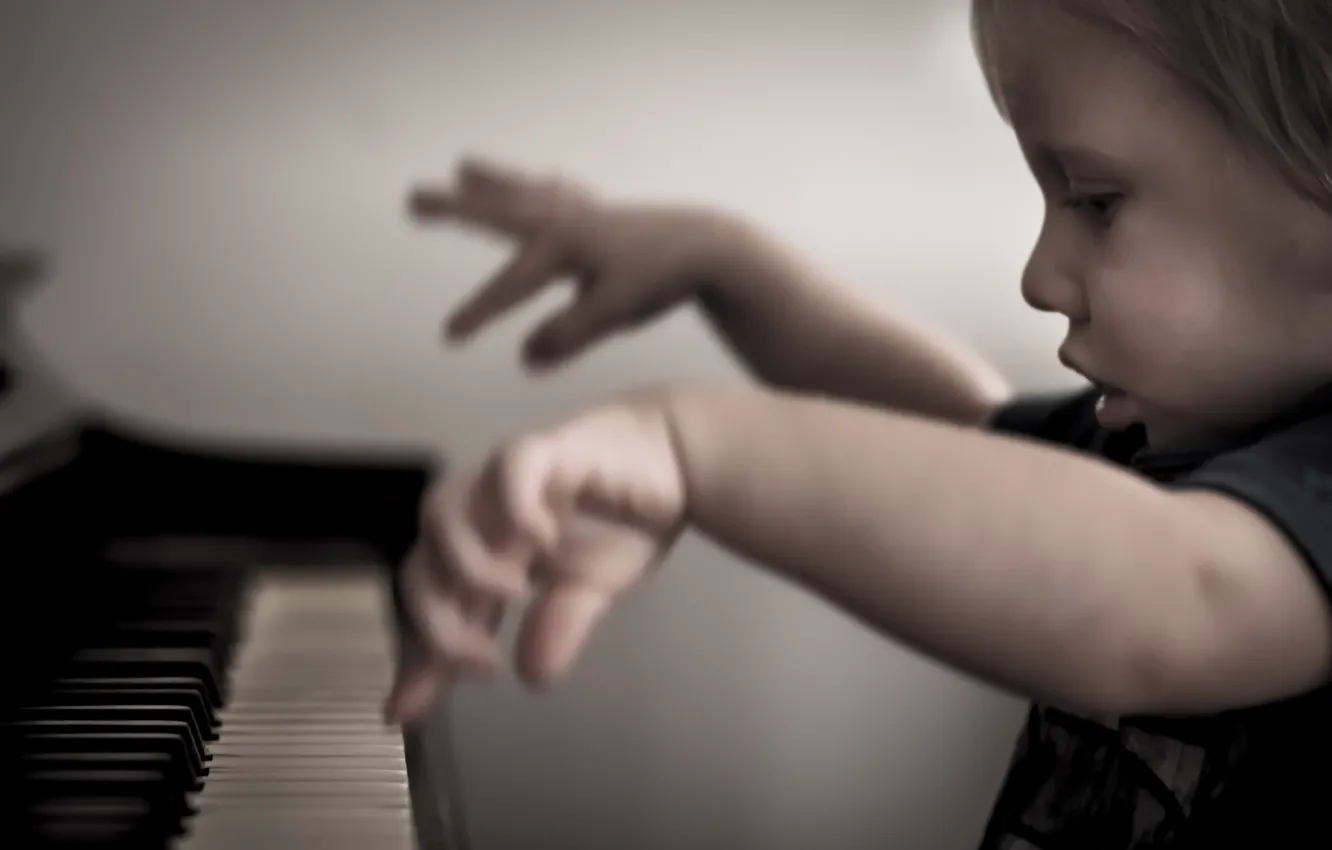 Photo wallpaper sound, girl, piano