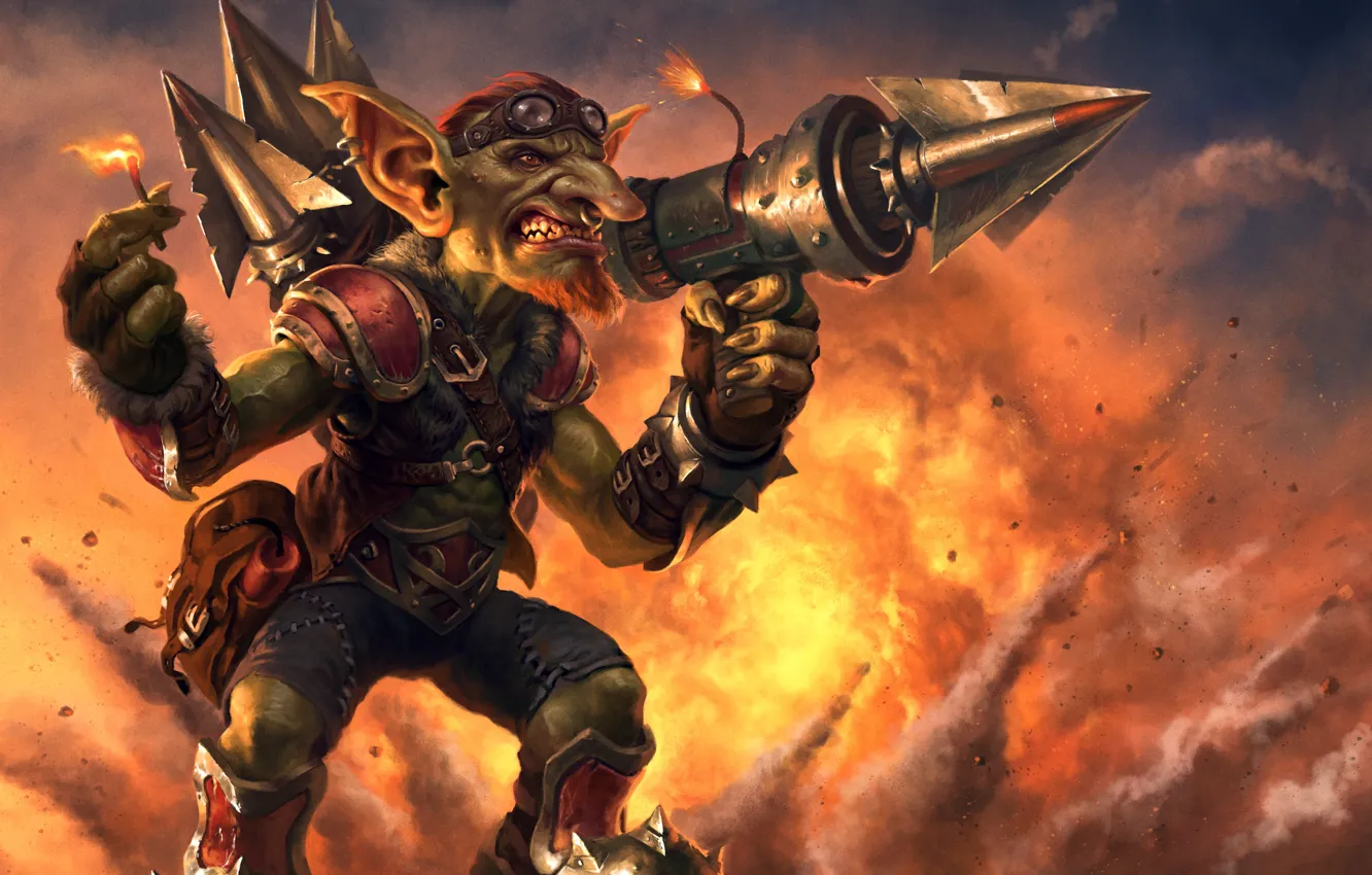 Photo wallpaper the explosion, weapons, wick, Warcraft, Goblin, Hearthstone, Goblins vs Gnomes, Hearthstone: Heroes of Warcraft