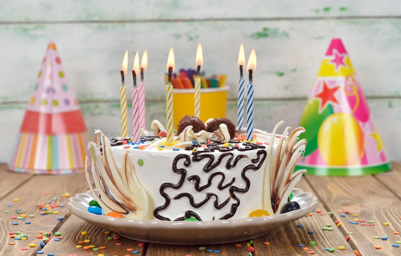 Photo wallpaper candles, colorful, cake, cake, Happy Birthday, celebration, decoration, candle