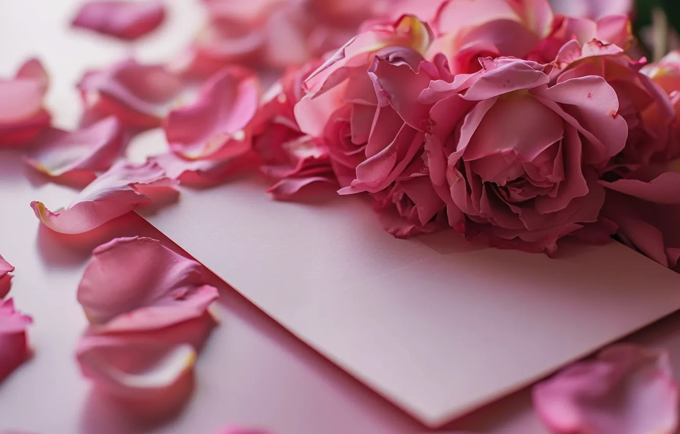 Photo wallpaper flowers, petals, holiday, AI art, roses, neural network