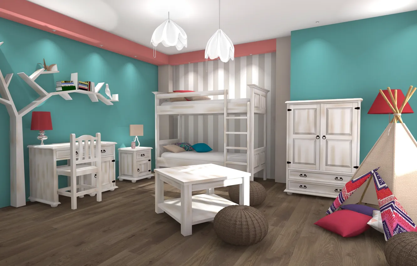 Photo wallpaper design, style, room, interior, children's