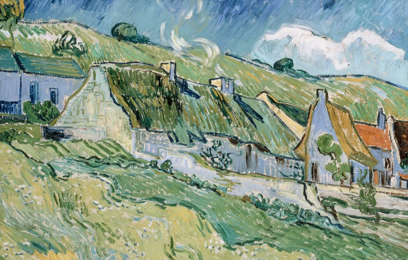 Photo wallpaper landscape, home, picture, cottage, Vincent Willem van Gogh, Vincent van Gogh