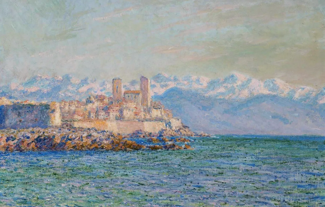 Photo wallpaper sea, landscape, mountains, picture, Claude Monet, The old Fort in Antibes