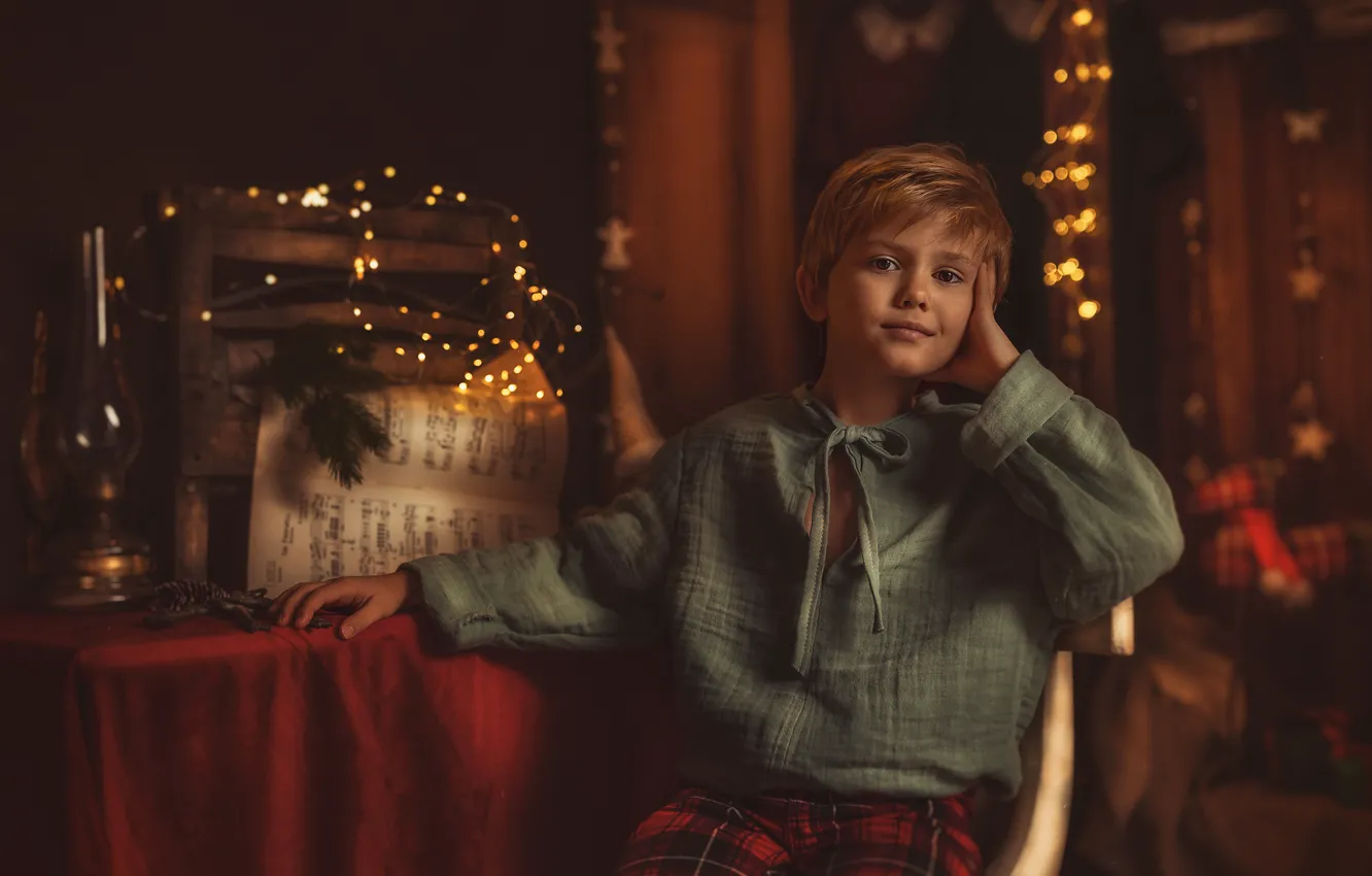 Photo wallpaper winter, look, light, red, pose, comfort, style, retro