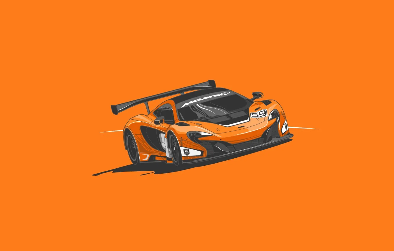 Photo wallpaper McLaren, GTR, Orange, Car, Front, Minimalistic
