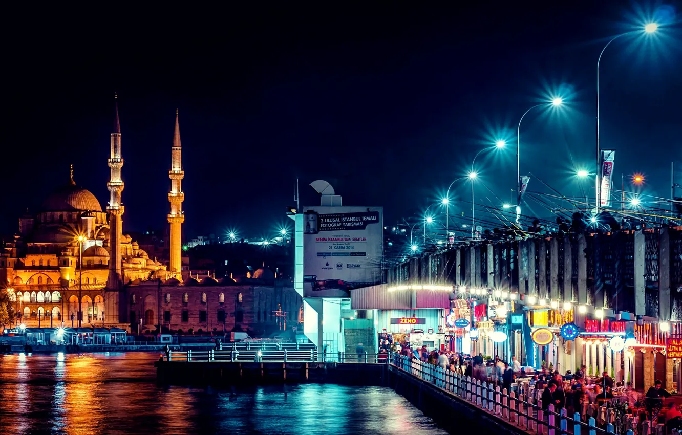 Photo wallpaper night, excerpt, Istanbul, Turkey, night, Istanbul, Mosque, exposure