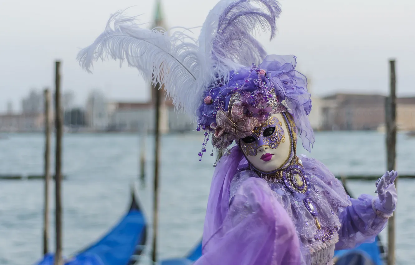 Photo wallpaper girl, decoration, style, mask, Italy, costume, Venice, outfit
