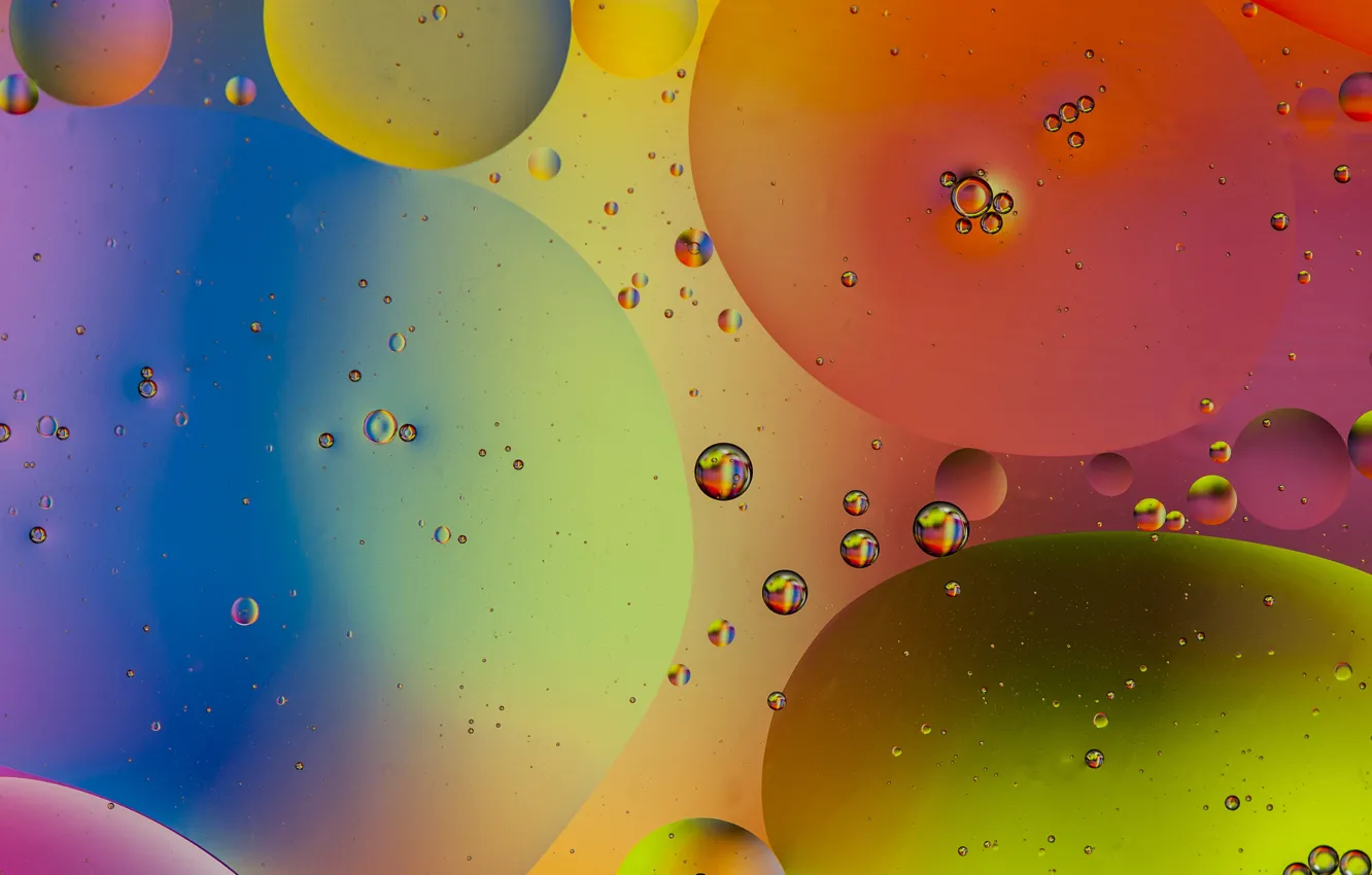 Photo wallpaper water, bubbles, color, oil, liquid, ball, the air, the volume