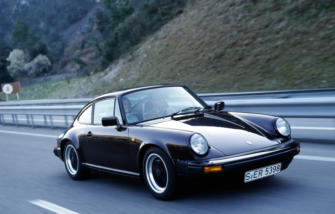 Photo wallpaper 911, Porsche, black, road, auto, walls, speed