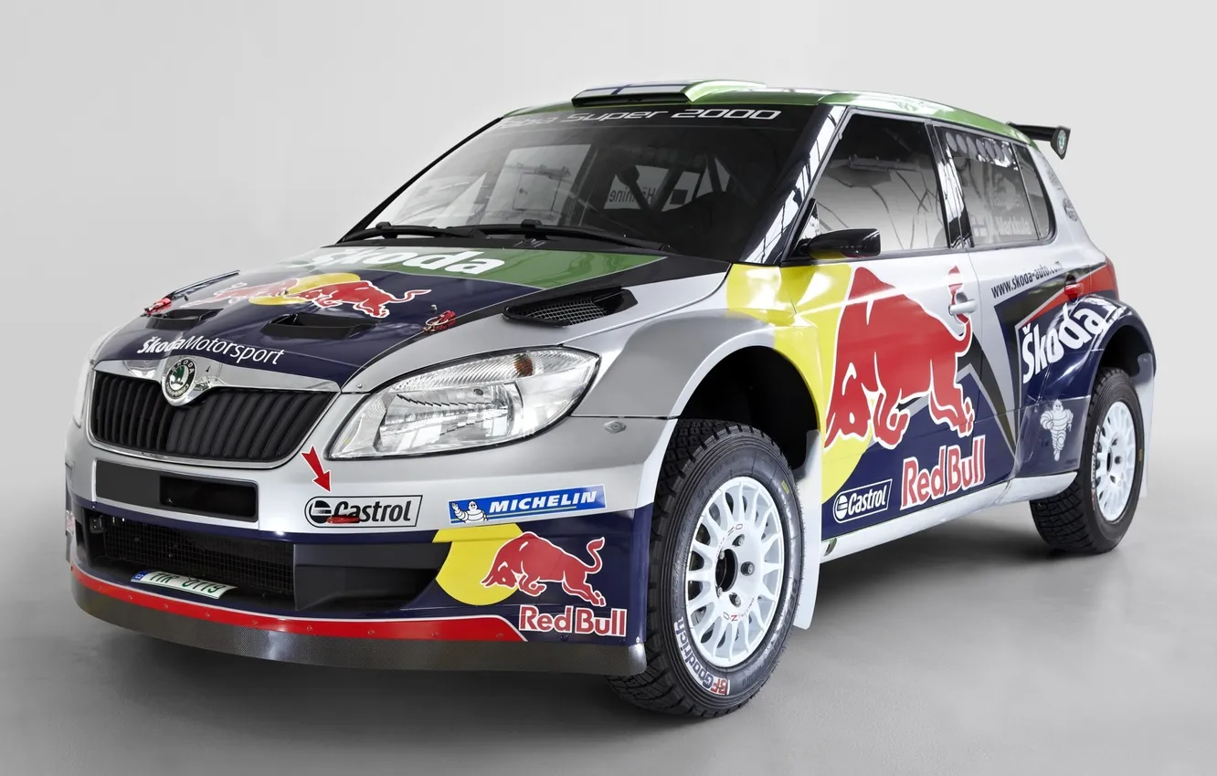 Photo wallpaper Red Bull, Rally, Rally, Skoda, Skoda, Fabia, IRC, Super 2000