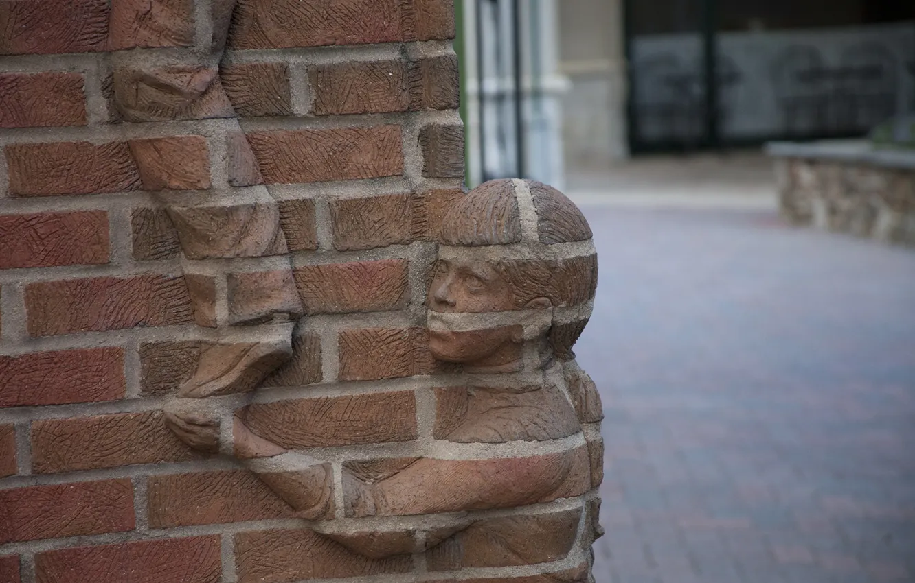 Photo wallpaper children, brick, figure, masonry, angle