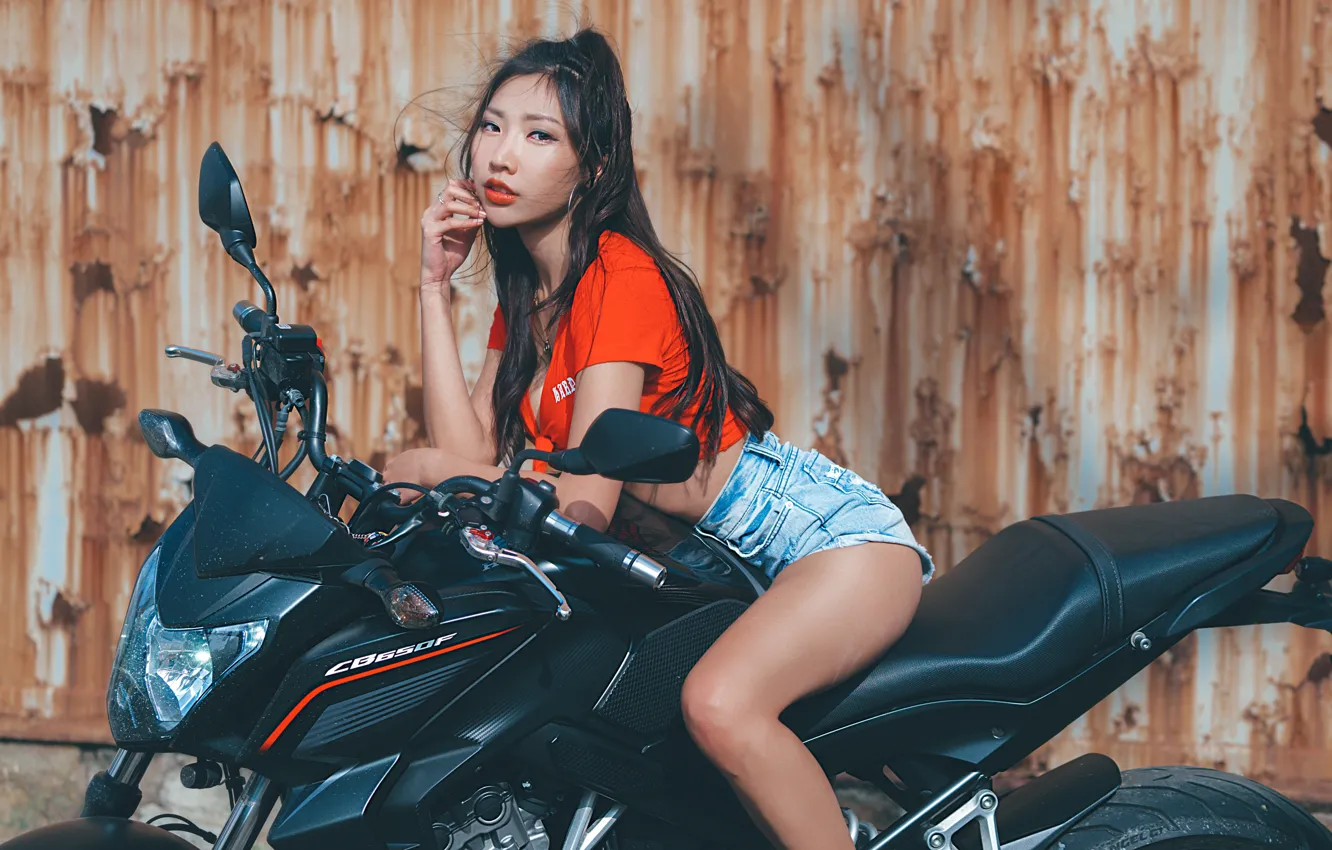 Photo wallpaper look, sexy, pose, model, shorts, portrait, makeup, figure