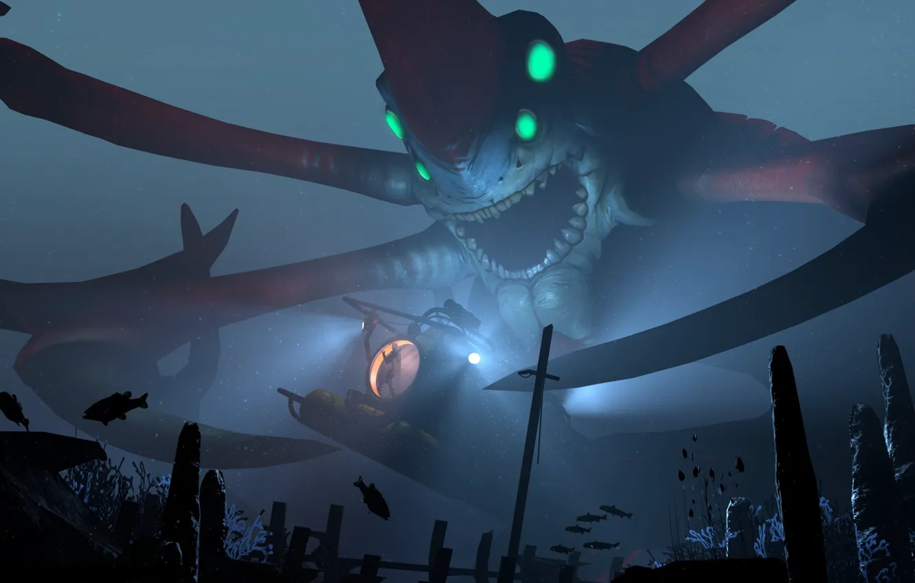 Photo wallpaper monster, bathyscaphe, Subnautica