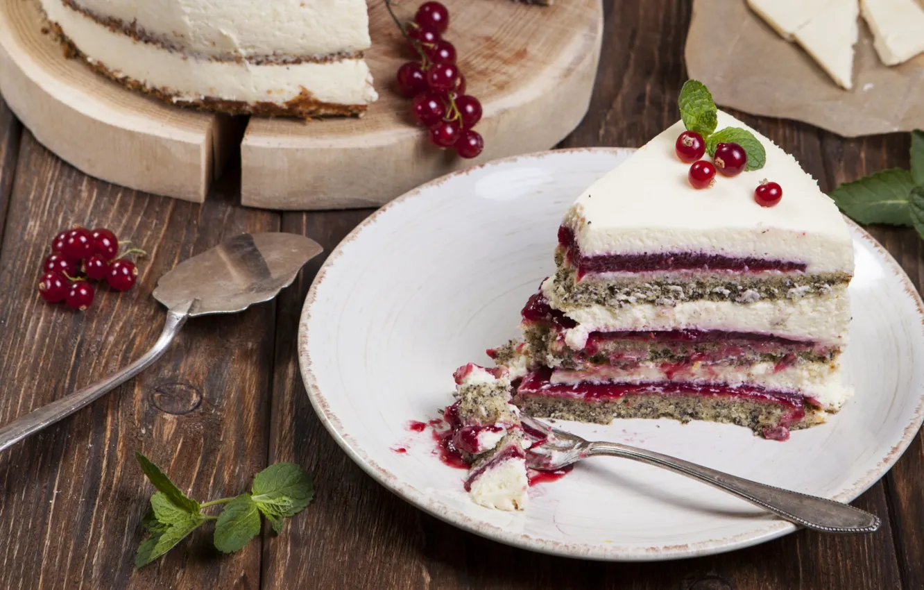 Photo wallpaper cake, cream, dessert, currants