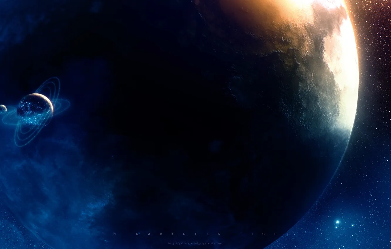 Photo wallpaper planet, satellite, ring