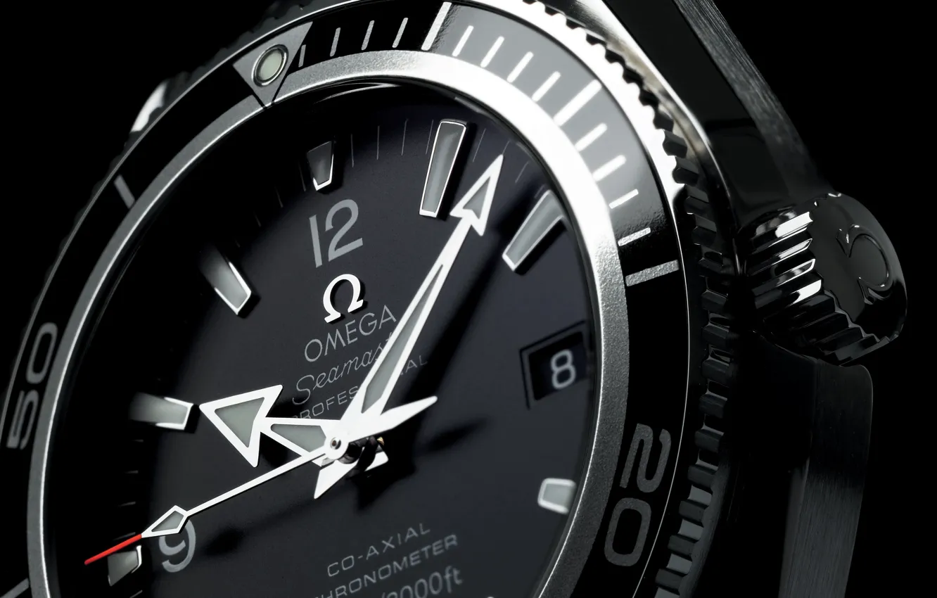 Photo wallpaper arrows, watch, black and white, dial, Omega