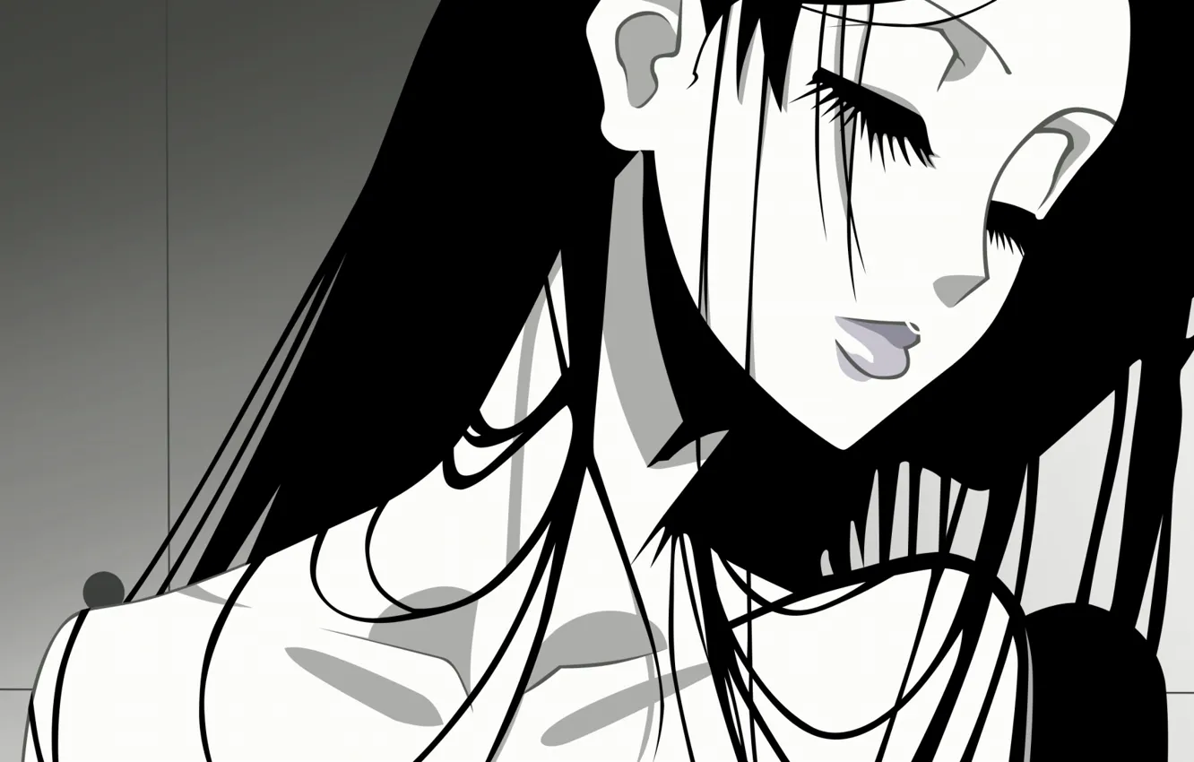 Photo wallpaper girl, mood, black and white, manga