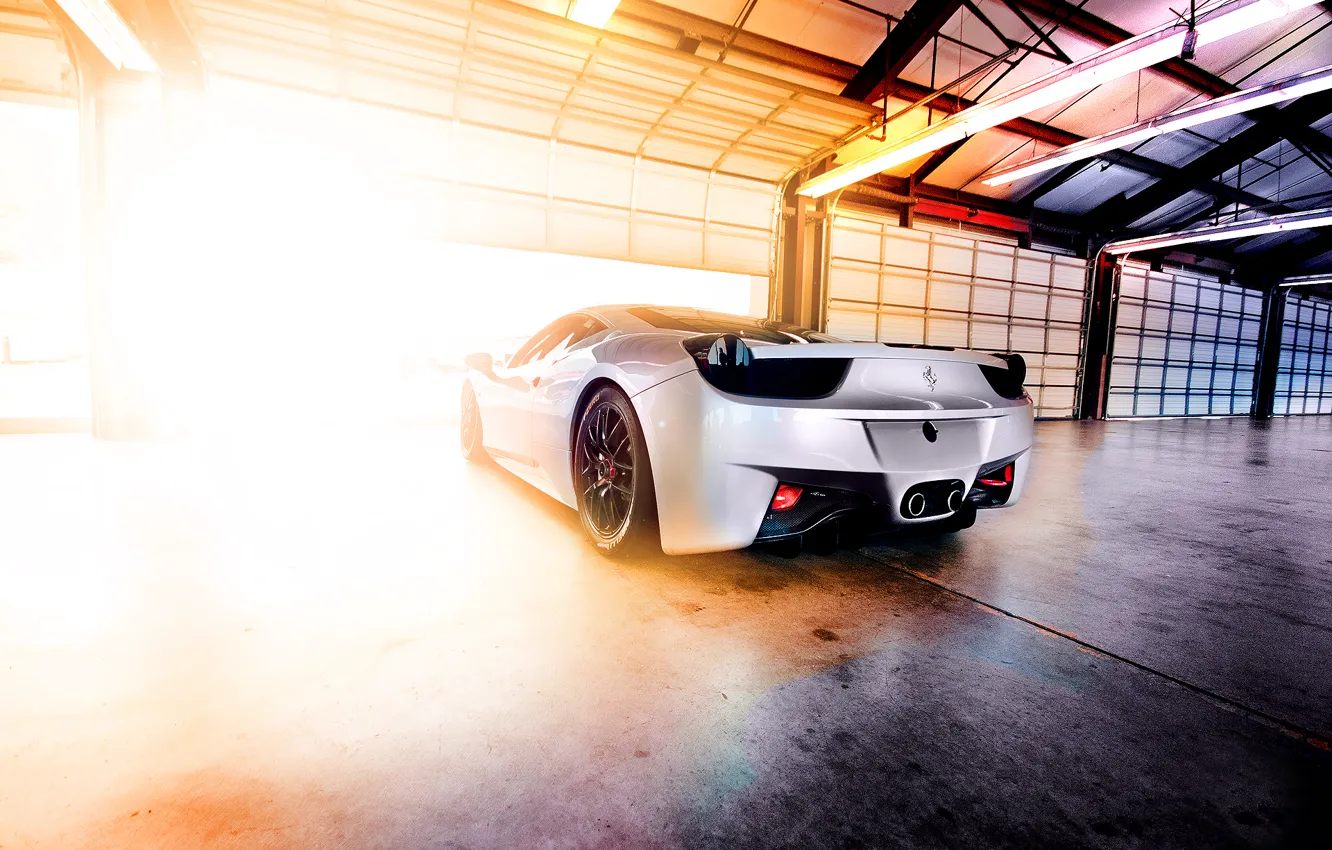 Photo wallpaper light, lamp, garage, hangar, Ferrari, Blik, 458, Italia