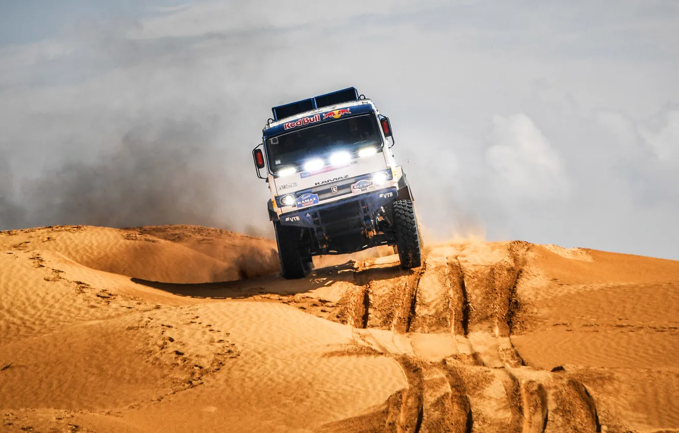Photo wallpaper Sand, Auto, Sport, Machine, Light, Truck, Race, Master