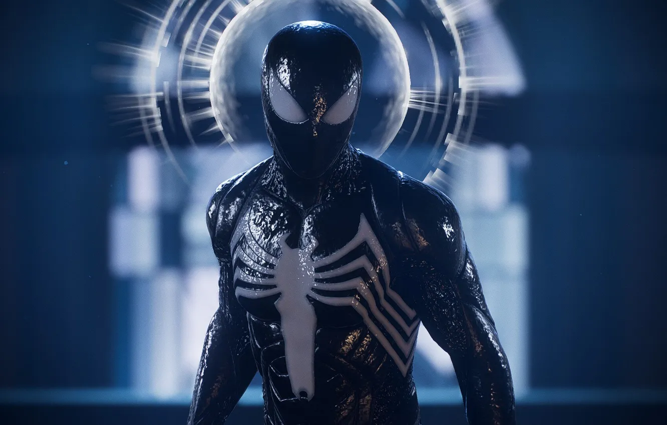 Photo wallpaper black suit, Spider sense, Marvel Spider Man 2