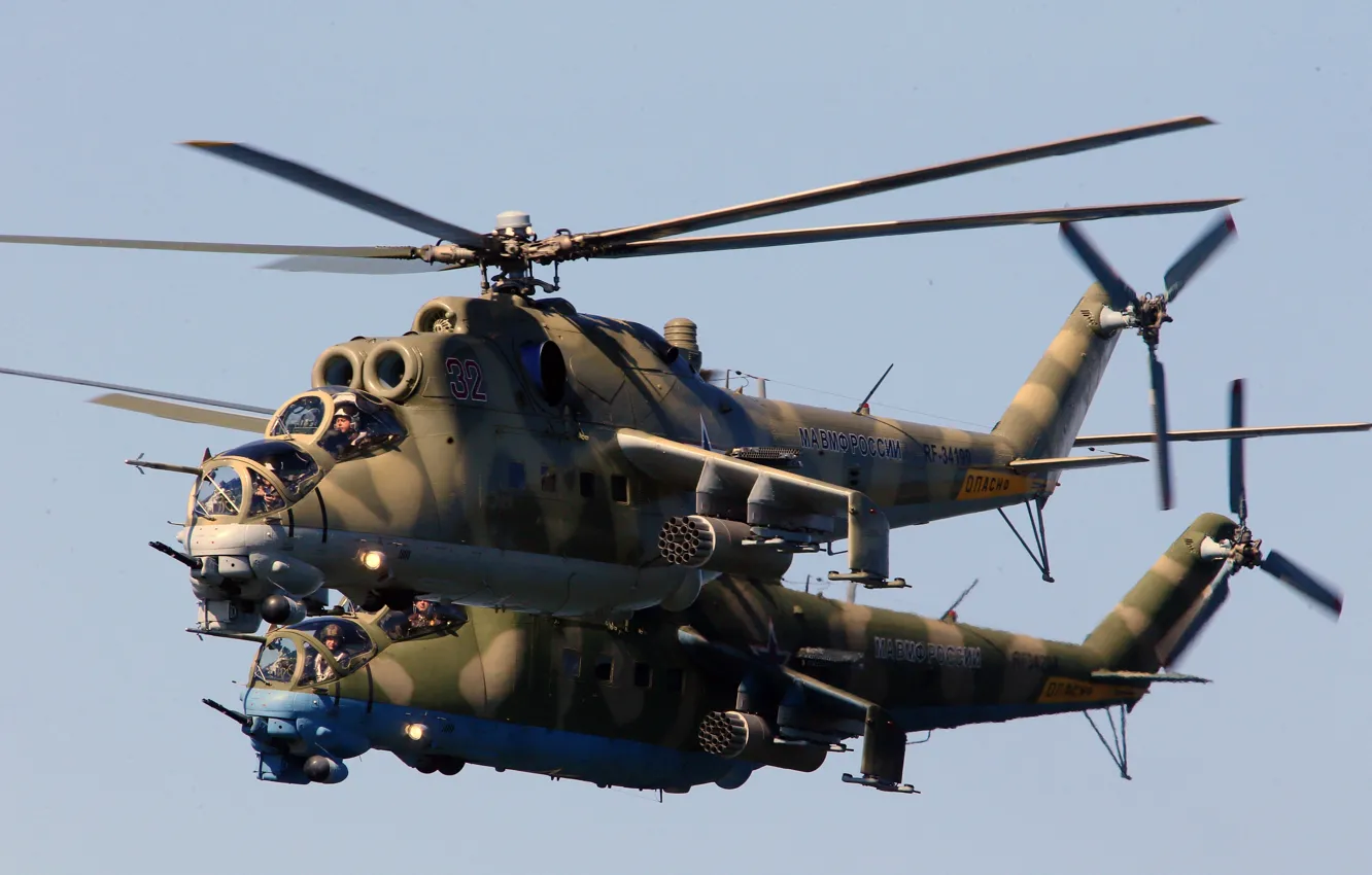 Photo wallpaper flight, aviation, helicopters, Mi-24/35