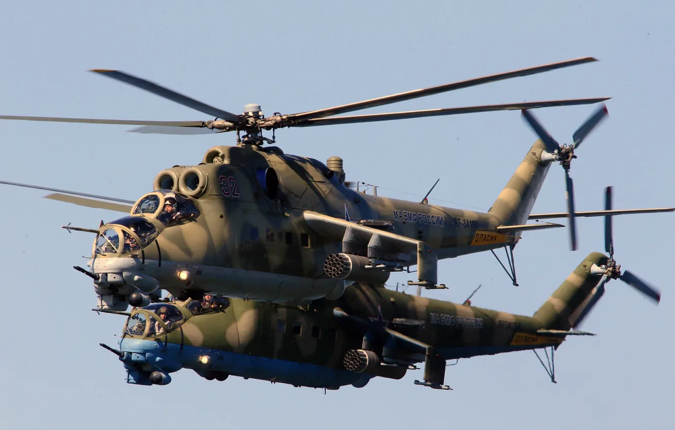 Photo wallpaper flight, aviation, helicopter, Mi-24/35