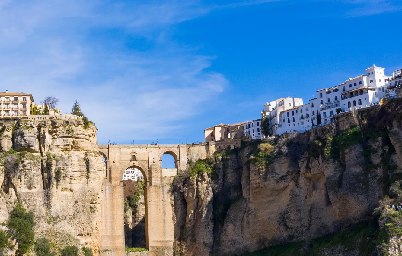 Photo wallpaper bridge, panorama, arch, Spain, Rhonda
