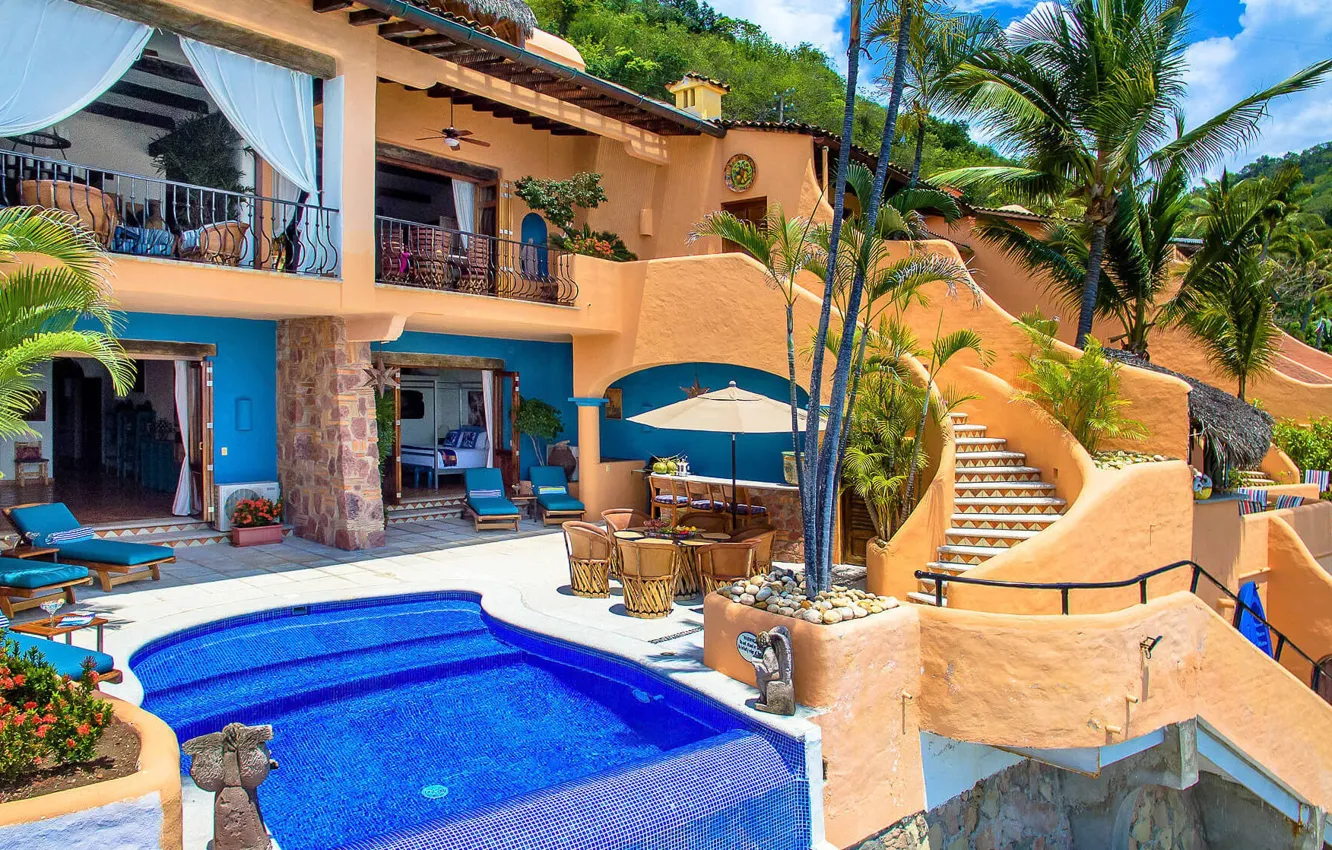 Puerto Vallarta Mexico residential street palm trees