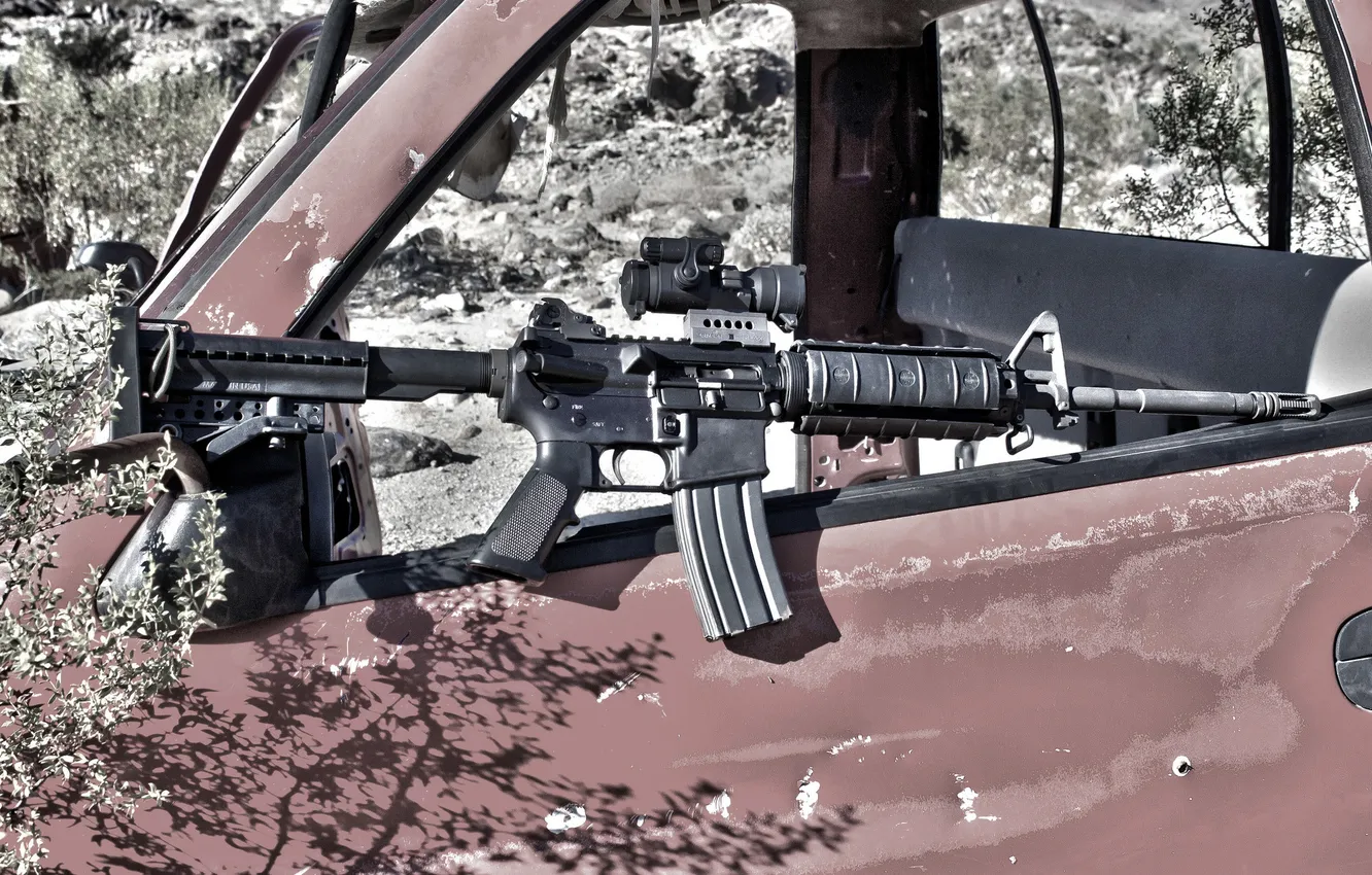 Photo wallpaper machine, weapons, AR-15, assault rifle